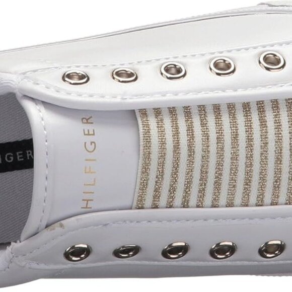 Women's Leather Slip-On Sneakers 7 White Gold Versatile Casual Comfort - Picture 4 of 5